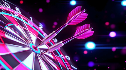 Colorful Dartboard with Two Darts Ready to Hit the Target