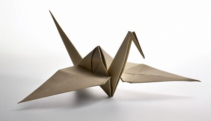 elegant origami crane display studio indoor creativity isolated on white background