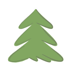 A plain, symmetrical green pine tree representing a natural and unadorned Christmas tree.