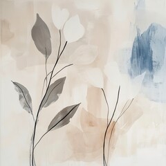 Abstract muted colors florals painting poster decoration
