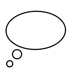 A cloud-like thought bubble with small dots leading up to it, representing ideas or inner thoughts.