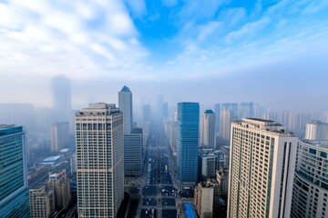 Obraz premium A time-lapse image of a city gradually disappearing into smog caused by exhaust fumes