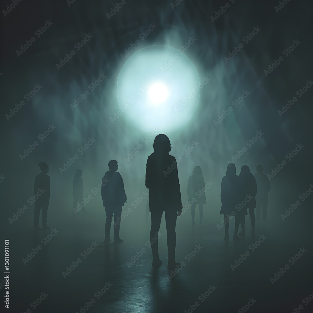 Wall mural visual representation of the spotlight effect - the illusion of being constantly observed