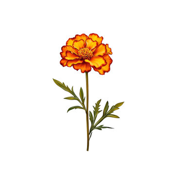orange marigold flower on white background clip art preview