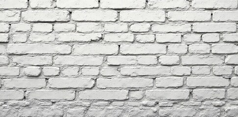 Panoramic view of whitewashed aged brick wall texture , design, country, photo