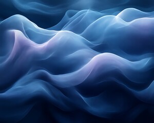 Fototapeta premium Abstract Blue Waves Flowing Dark Background