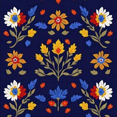 Obraz premium Floral Paisley Ikat Embroidery Geometric Ethnic Aztec Abstract Design for Fabric, Clothing, Wrapping, and Decoration