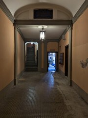Staircase in a historic tenement house in the center of the old town. Rome, Italy.