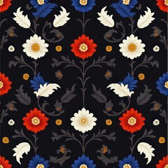 Floral Paisley Ikat Embroidery Background Vector Ethnic Pattern - Traditional Aztec Style for Print, Fabric, Saree, Carpet