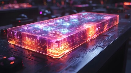 Vibrant Holographic Gaming Console Projecting Immersive 3D Battlefield with Motion Controlled Interaction