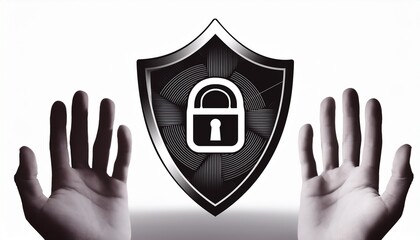 Obraz premium 강력한 보안 시스템을 상징하는 자물쇠와 방패 아이콘