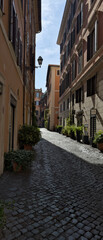 Obraz premium Narrow street with historic buildings in the center of the old town. Rome, Italy.