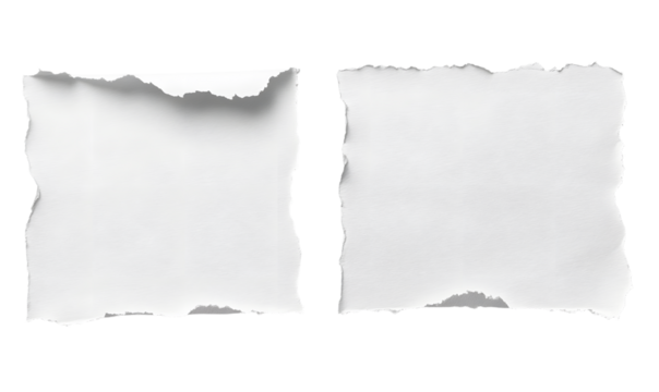 torn blank pages with uneven texture edges. set of ripped white paper sheets png isolated on transparent background. document or newspaper mockup.
