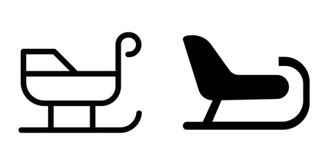 Sled Vector Icon Set – Winter Sports, Outdoor & Snow Gear