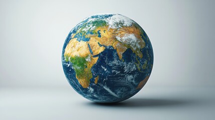 Fototapeta premium Earth globe image. The world showing continents and ocean. Digital illustration of a planet. Visual concept of environment and global geography.