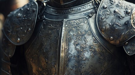 Ornate Medieval Armor, Detail Close-up, Outdoor Historical Event
