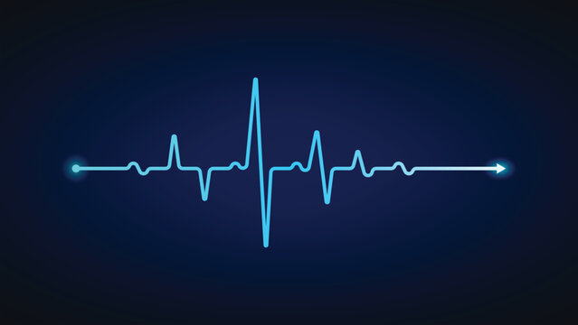 High-tech digital background featuring a glowing blue ECG (electrocardiogram) pulse line on a dark blue gradient backdrop, symbolizing health, technology, and medical innovation.