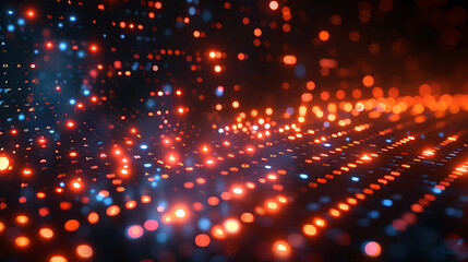 Futuristic Digital Data Network with Glowing Binary Code