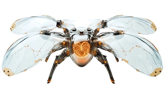 Mechanical Marvel: A captivating display of technological ingenuity, the image unveils a meticulously crafted mechanical insect, showcasing intricate details and futuristic design. 
