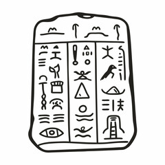 Ancient Egyptian Hieroglyphs on Stone Tablet Historical Symbol Illustration