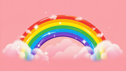 Obraz premium Rainbow in pastel pink sky