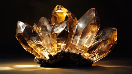 The brilliant radiance of golden crystal clusters