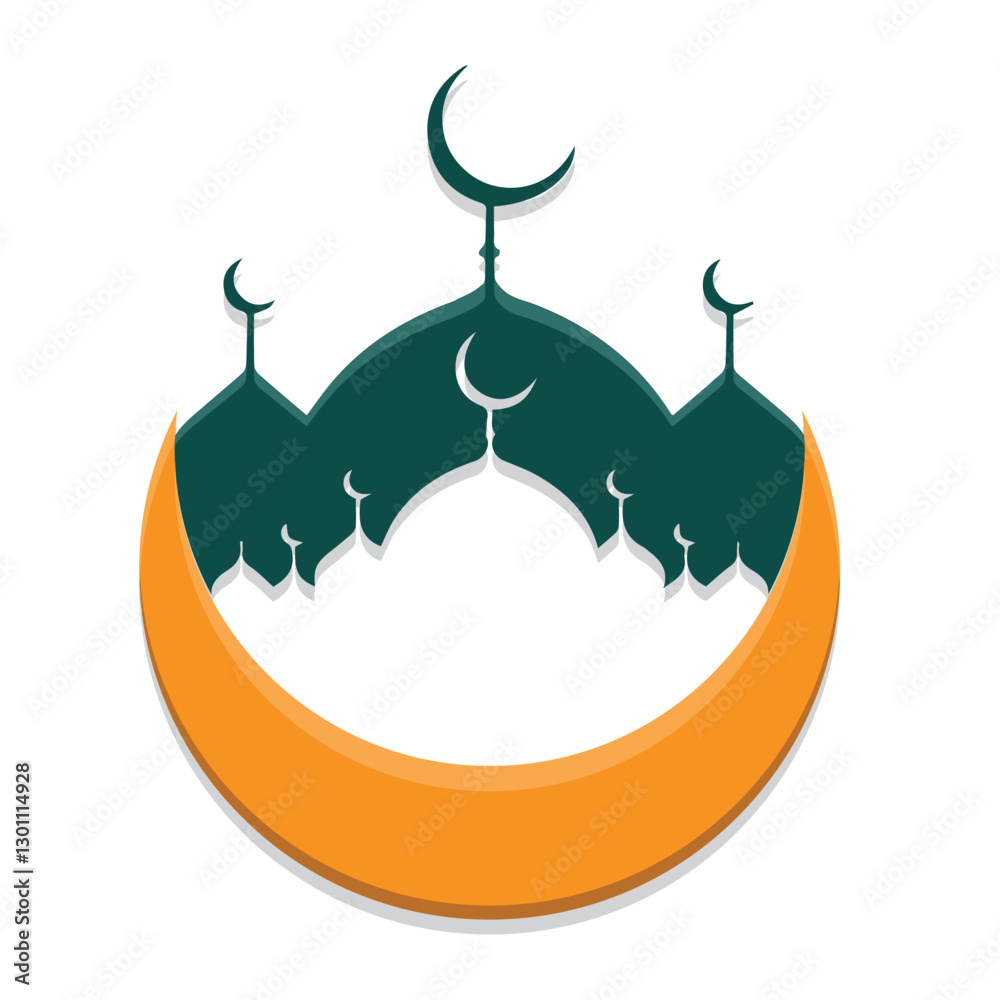 Fototapete ramadan icon. ramadan vector with moon and mosque. islamic and elegant simple impression. for greeti