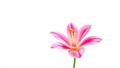 Obraz premium A single vibrant bloom, petals unfurled, set against a pure white backdrop, fresh, texture