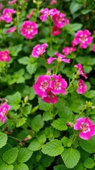 Obraz premium Blooming geranium flowers dance amidst green foliage,, summer, garden