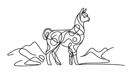 Continuous one single minimal line drawing christmas goat