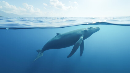 Fototapeta premium whale view underwater