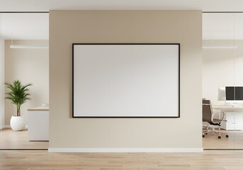 A corporate office wall with a blank poster frame. copyspace. textspace