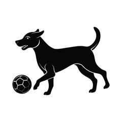 dog is playing football silhouette art
