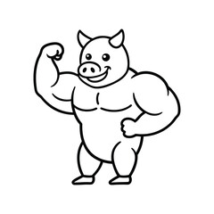 strong pig of a line art