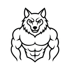 strong wolf of a line art