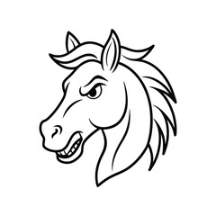 angry horse head line art