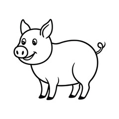 funny pig of a line art