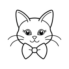 Fototapeta premium cat head with bow line art