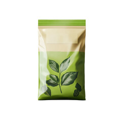 Garden fertilizer bag with green label, transparent background