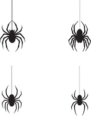 Silhouette of single Spider Hanging from Web