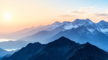 Obraz premium Majestic Sunrise Over Mountain Ranges