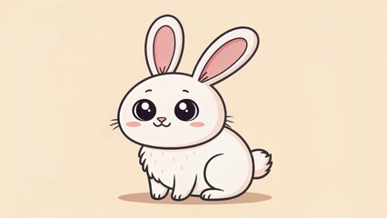 Obraz premium A simple and adorable bunny doodle drawn with soft, rounded lines, giving it a cute and playful appearance