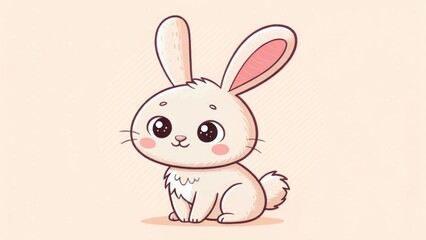 Fototapeta premium A simple and adorable bunny doodle drawn with soft, rounded lines, giving it a cute and playful appearance