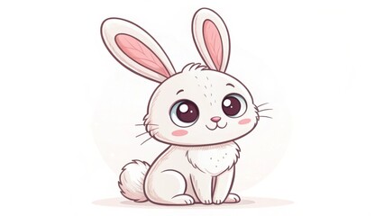 Obraz premium A simple and adorable bunny doodle drawn with soft, rounded lines, giving it a cute and playful appearance