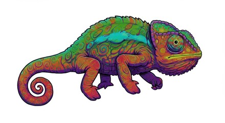 Obraz premium Surreal Chameleon with Swirling Patterns