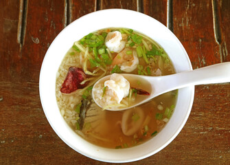 A Bowl of Delicious Chinese Style Seafood Rice Porridge