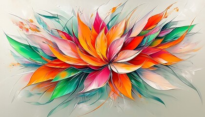 Colorful Floral Explosion on Abstract Background