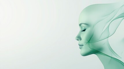 abstract composition of green tonal shapes symbolizing sustainable technology innovation on plain background
