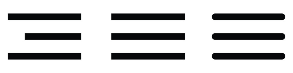 list line icon vector. menu icon silhouette line icon set vector on white background