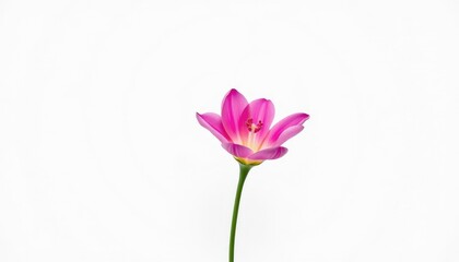 Fototapeta premium A single vibrant bloom, petals unfurled, set against a pure white backdrop, isolated, delicate